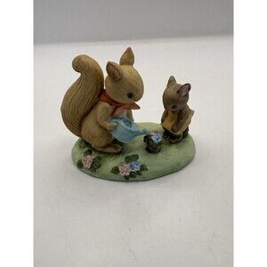 Lefton squirrel and baby squirrel hand painted spring figurine 2352 Vintage